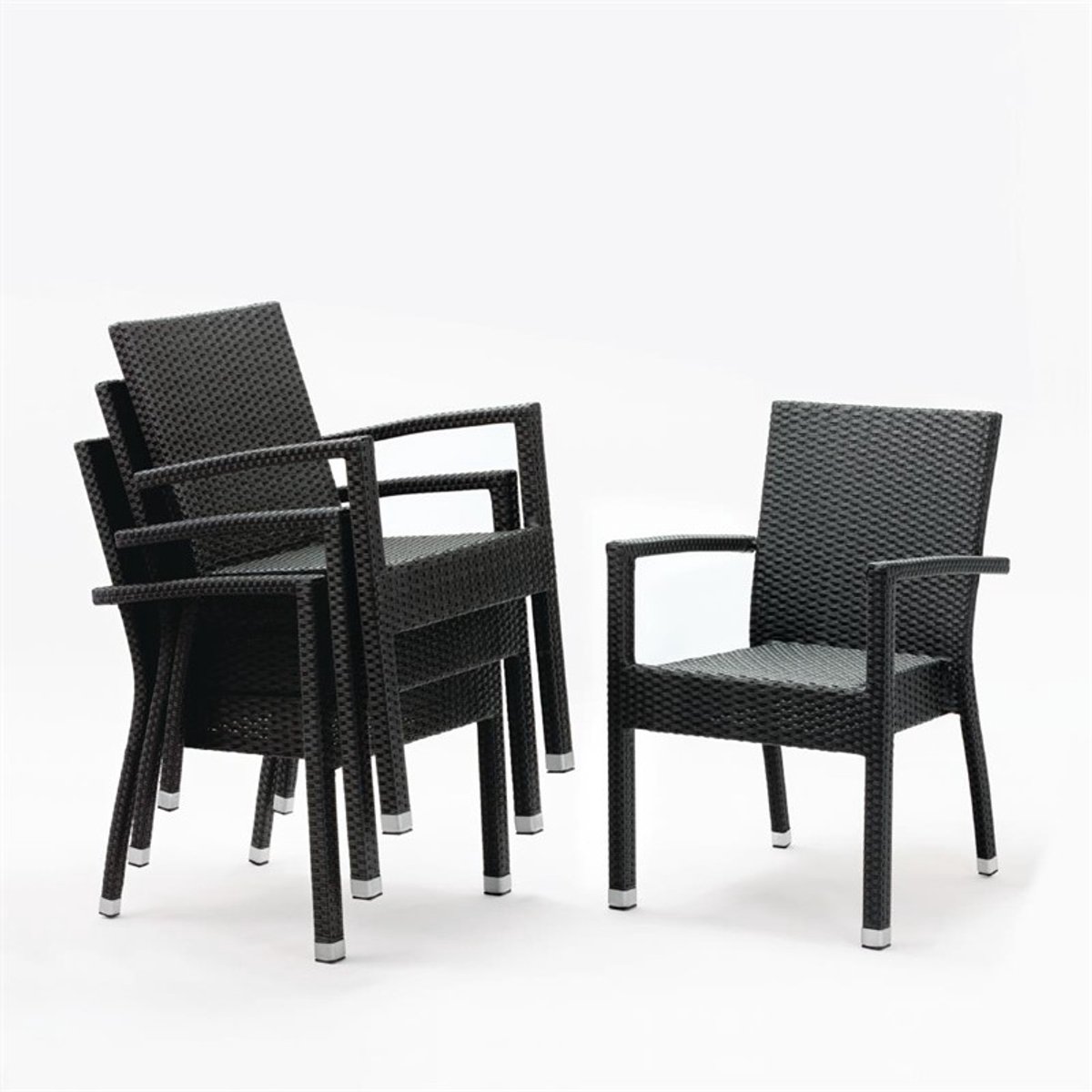 Bolero Kunststof Rotan Stoel Zwart ( Set van 4 )