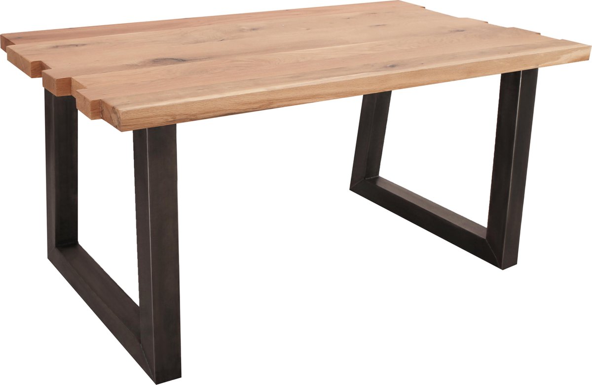 Feel Furniture - 200x100 Eettafel - Massief Boomstamblad Eiken - Constructed oak - 5 cm dik - U Frame