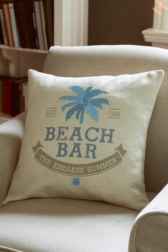 Riviera Maison Formentera Beach Pillow Cover - Kussenhoes - 50x50 - Wit/Tekst  - Katoen | bol.com