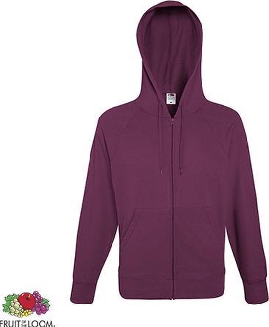 Fruit of the Loom hoodie vest met rits lichtgewicht Maat XL Kleur Burgundy