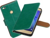BestCases.nl Groen Pull-Up PU booktype wallet cover hoesje voor Huawei P8 Lite 2017 / P9 Lite 2017