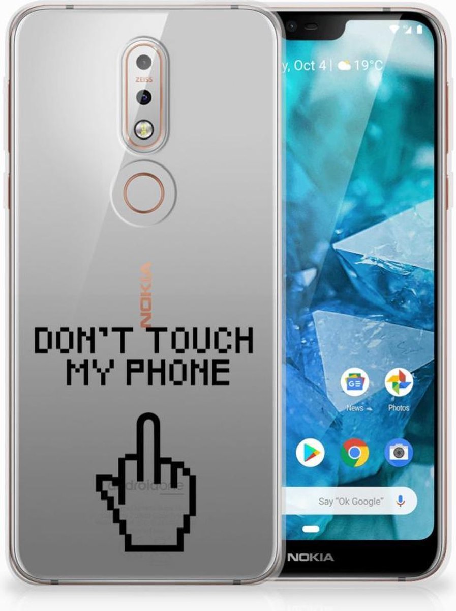 Nokia 7.1 Silicone-hoesje Finger Don't Touch My Phone