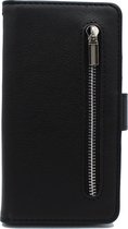 HB Hoesje Geschikt voor Samsung Galaxy Note 9 - Luxe Kunstlederen Portemonnee Book Case met Rits - Zwart