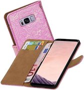 Mobieletelefoonhoesje.nl - Samsung Galaxy S8 Plus Hoesje Bloem Bookstyle Roze