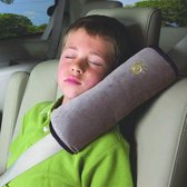 Coussin de ceinture de sécurité 3D - Protecteur de ceinture de sécurité de voiture - Maisons créatives - Coussin de couchage enfant - Coussin de cou - Coussin de voyage de voiture - Gris