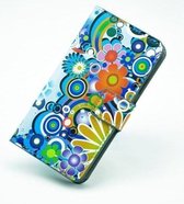 iPhone 5 5s agenda hoesje tasje wallet cirkel bloemen