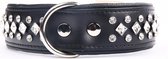 Dog's Companion Leren Halsband - met Strass Kristallen - Lengte: 65 cm Verstelbaar van 51-60 cm x 50 mm - Zwart