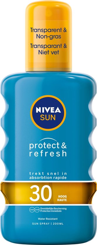 Leia Zaklampen gaan beslissen Nivea - UV-zonnebrandspray - Sun Protect & refresh SPF30 - maat 200ml |  bol.com