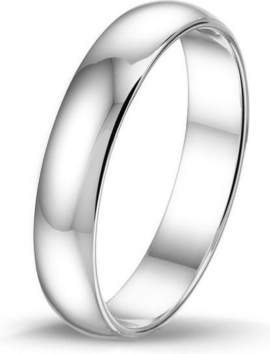 TRESOR Klassieke bolle ring - Gerhodineerd zilver - 4mm breed