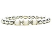 Beaddhism - Armband - Hematiet (RVS Steel colored) - Moonstone 3 - 8 mm - 18 cm