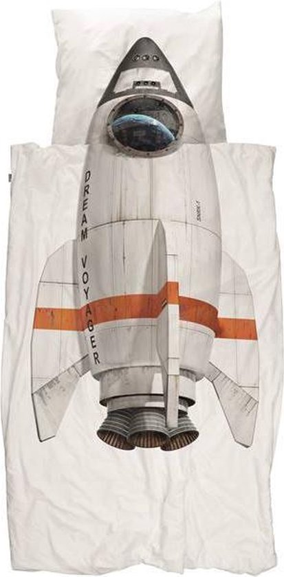 SNURK Rocket - Dekbedovertrek - Eenpersoons - 140x200/220 cm + 1 kussensloop 60x70 cm - Wit