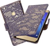 BestCases.nl Blauw Lace booktype wallet cover hoesje voor Huawei P8 Lite 2017