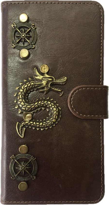 MP Case® PU Leder Mystiek design Mocca Hoesje voor Samsung Galaxy S8 Plus Draak Bedel book case wallet case