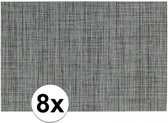 8x Placemats met geweven print grijs 45 x 30 cm