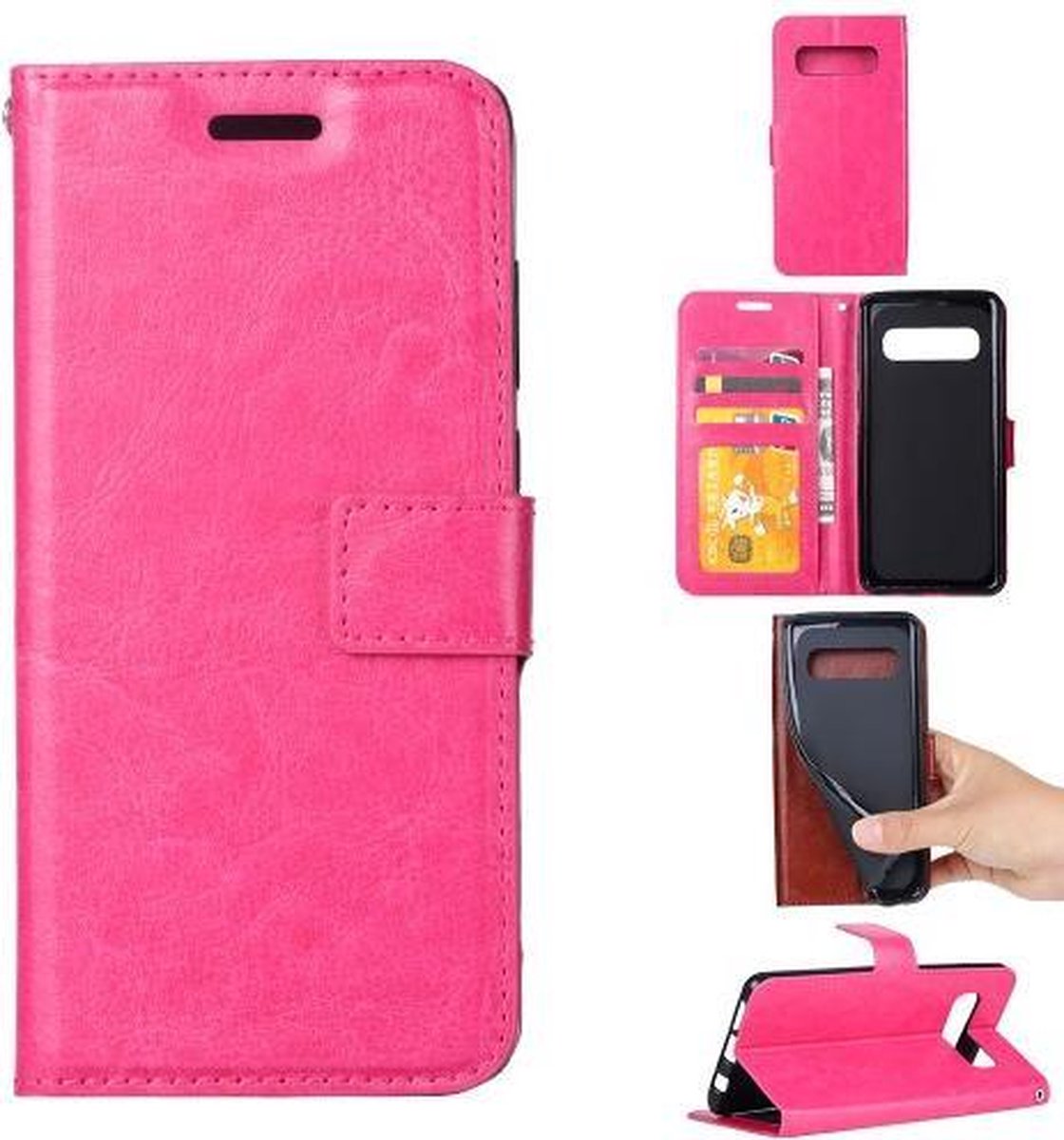 Telefoonhoes Geschikt voor: Samsung Galaxy S10 Plus Portemonnee hoesje roze