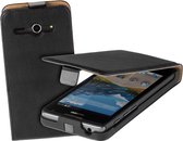 Lelycase Zwart Eco Leather Flip Case Cover Huawei Ascend Y530