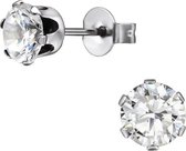 RVS oorbellen -zilverkleurig crystal zirkonia steen- 6mm