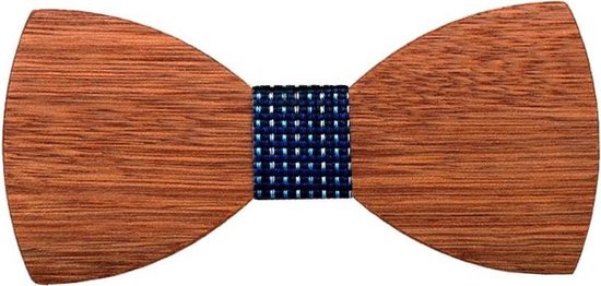 Fako Fashion® - Noeud papillon - Noeud papillon - Bois - 12cm - Tissu Blue Stripe
