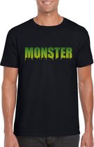 Halloween monster tekst t-shirt zwart heren 2XL