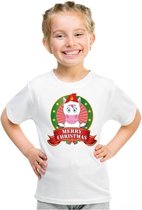 Kerst t-shirt voor kinderen met eenhoorn print - voor jongens en meisjes - wit M (134-140)