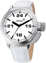 Max Classic 5 MAX496 Horloge - Leren band - Ø 36 mm - Wit / Zilverkleurig