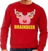 Foute kersttrui / sweater braindeer rood voor heren - Kersttruien M (50)