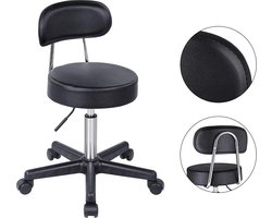 Ergonomische Tabouret Kruk Met Rugleuning - Op Wielen - Met Gasveer - 360  Graden... | bol.com