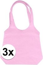 3 x Roze opvouwbare tassen met hengsels 43 x 41 cm- Shoppers