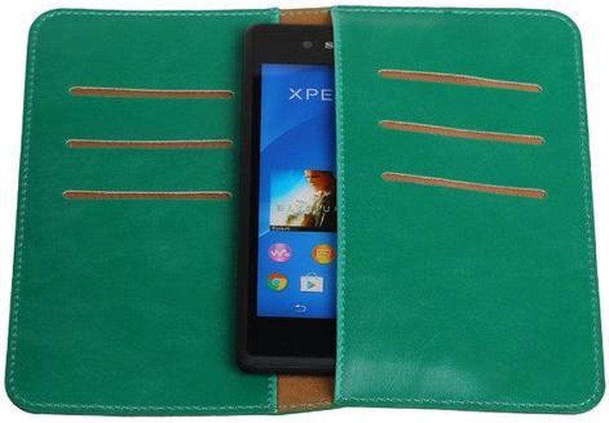 Groen Pull-up Medium Pu portemonnee wallet voor Sony Xperia T