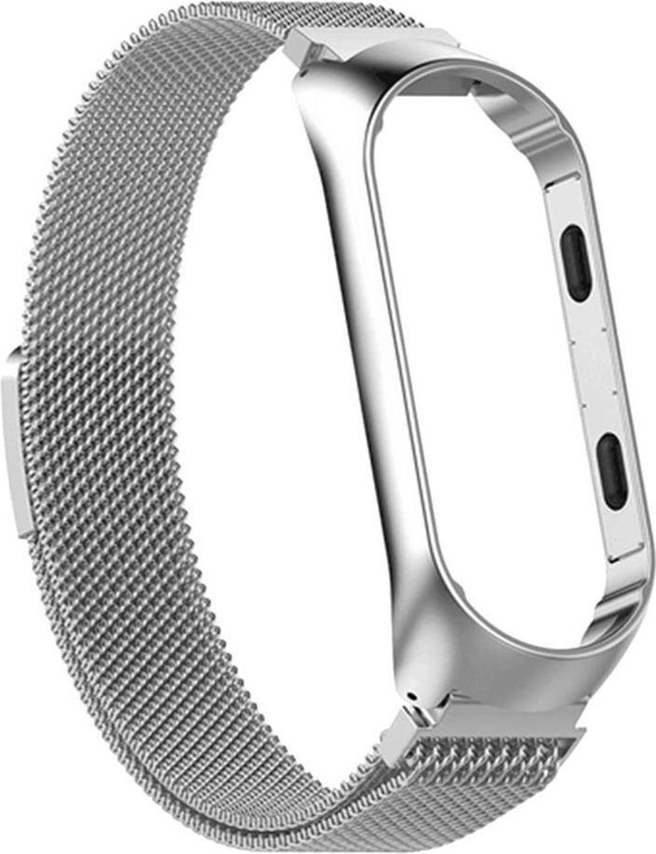 KELERINO. Milanees bandje geschikt voor Xiaomi Mi Band 3 / 4 - RVS - Zilver