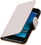 Wit Effen booktype cover hoesje voor Samsung Galaxy J1 (2016)