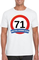 Verkeersbord 71 jaar t-shirt wit heren M