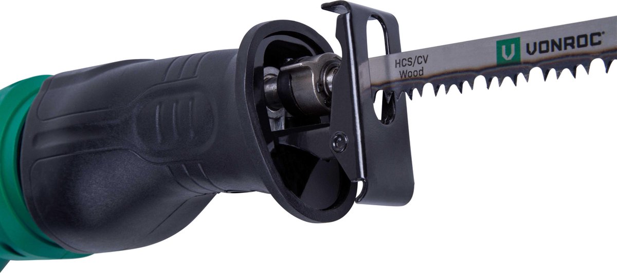 VONROC Reciprozaag – 900W – Draaibaar handvat – Incl. 3 zaagbladen voor hout & metaal – foto 3