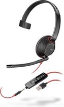POLY Blackwire 5210 Headset Hoofdband 3,5mm-connector USB Type-A Zwart, Rood