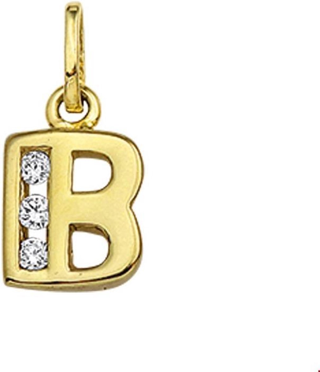 Geelgouden Bedel letter B zirkonia 4006237