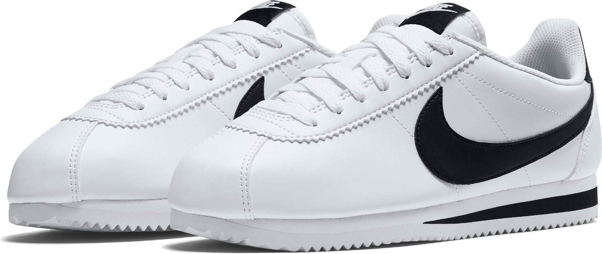 Nike Classic Cortez Leather Sportschoenen - Maat 38.5 - Vrouwen - wit/zwart  | bol.com