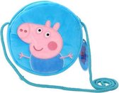 Peppa Pig tasje varkentje George - Tas (16 cm) met koord - blauw - pluche