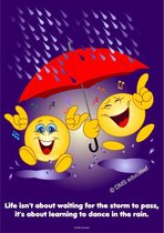 Poster met motiverende spreuken in wissellijst ‘Dance in the rain’