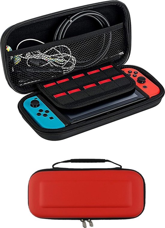 Hoes Geschikt voor Nintendo Switch Case Hard Cover Bescherm Hoesje - Case Geschikt voor Nintendo Switch Hoes - Rood