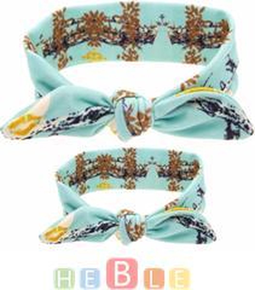 Haarbanden Set Moeder & Dochter - Twinning - Haarband - Setje - Accessoires - Turqoise - Heble