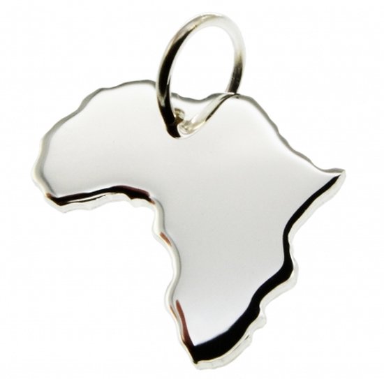 Zilveren Landkaart Afrika ketting hanger