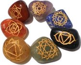 SET 7 chakra symbolen trommelstenen - 2.5 - Fluweel - Edelsteen - S