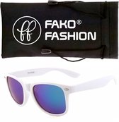 Fako Fashion® - Zonnebril - Wit - Spiegel Blauw/Paars