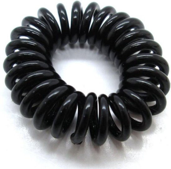 Spiraal haar elastiek - telefoonkabel haarelastiek - zwart 2stuks | bol.com