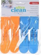 4x Oranje en blauwe handdoek knijpers 13cm