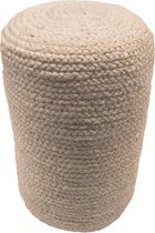 Poef gevlochten jute wit/ecru rond 35 cm h=50 cm