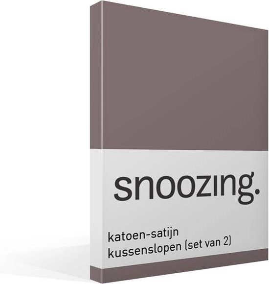 Snoozing - Katoen-satijn - Kussenslopen - Set van 2 - 50x70 cm - Taupe