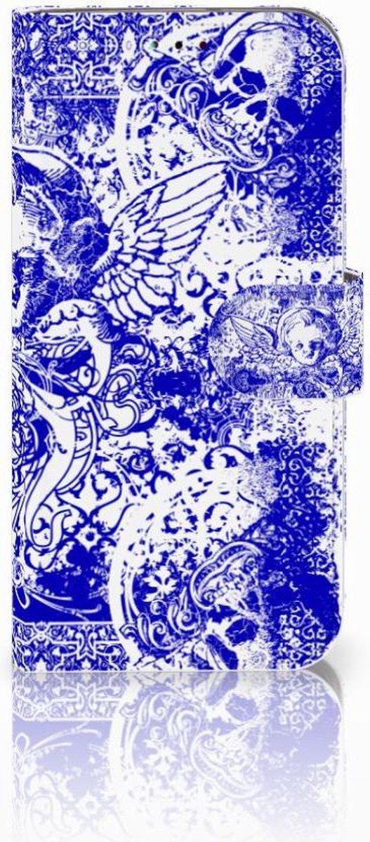 Telefoonhoesje met Naam Samsung Galaxy A40 Angel Skull Blauw