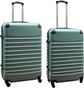 Kofferset 2 delige ABS groot - met cijferslot - reiskoffers 69 en 95 liter - groen