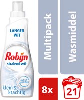 Robijn Klein & Krachtig Stralend Wit - 168 wasbeurten - 8 x 735 ml - Wasmiddel - Voordeelverpakking